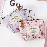 Fashion Flower Pattern Coin Purses Small Fresh Canvas Coin Wallet Lady Girls Earphone Coin Key Money Storage Bag Zipper Pouch