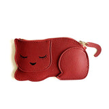 Cartoon Cat PU Leather Coin Purse Zipper Key Bag for Women Portable Key chain Children's Toys Girls Card Holder Wallet