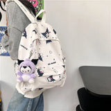 2023 New Sanrio  Kuromi Pochacco Printed Shoulder Bag Female Junior High School Students Campus Simple Large-capacity Backpack