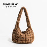 MABULA Quilted Tote Bags for Women Trend Lightweight Padding Shoulder Purse Down Cotton Padded Large Hobo Bag Lattice Solid