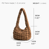 MABULA Quilted Tote Bags for Women Trend Lightweight Padding Shoulder Purse Down Cotton Padded Large Hobo Bag Lattice Solid