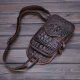 Vintage Men Genuine Leather Crocodile Grain Travel Shoulder Cross Body Bags Messenger Sling Pack Chest Bag