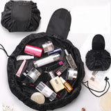 Women Drawstring Cosmetic Bag Organizer Travel Storage Shoulder Bag MakeUp Pouch Large Capacity Beauty Case Rose Flower Series