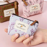 Fashion Flower Pattern Coin Purses Small Fresh Canvas Coin Wallet Lady Girls Earphone Coin Key Money Storage Bag Zipper Pouch