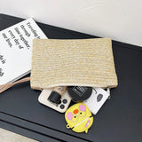 Weaving Bag Fashion Ladies Wristlet Clutch Women Daily Money Phone Clutch Solid Straw Woven Coin Purse Beach Wallet Card Holder