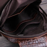 Men Sling Bag Vintage Men Genuine Leather Crocodile Travel Shoulder Cross Body Bags Messenger Pack Sling Pack Chest Bag