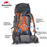 Naturehike Backpack 70L Mountaineering Bag Man Rucksack Outdoor Hiking Backpack Waterproof Travel Bag Big Capacity Backpack