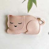 Cartoon Cat PU Leather Coin Purse Zipper Key Bag for Women Portable Key chain Children's Toys Girls Card Holder Wallet