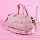 New Oxford Cloth Travel Bag Women Fitness Training Bag for Sports Gym Dry Wet Separation Shoes Bags Pink Sequins Duffle Bag