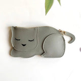 Cartoon Cat PU Leather Coin Purse Zipper Key Bag for Women Portable Key chain Children's Toys Girls Card Holder Wallet