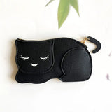 Cartoon Cat PU Leather Coin Purse Zipper Key Bag for Women Portable Key chain Children's Toys Girls Card Holder Wallet