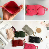 Cartoon Cat PU Leather Coin Purse Zipper Key Bag for Women Portable Key chain Children's Toys Girls Card Holder Wallet