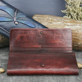 High Quality Genuine Leather Women Clutch Purse ID/Credit Card Cash Holder Dragonfly Pattern Retro Cowhide Money Long Wallets