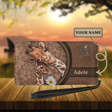 Cute Giraffe Pattern Wristlet Leather Wallet for Women Fashion Long Coin Purse Girls Zip Around Cellphone Bag Pasjeshouder Dames