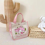 Sanrio Hello Kitty My Melody Backpack Mujer One Shoulder Hand Bag Lunch Bag Tote Bag Canvas Kawaii Large Capacity Storage Bag